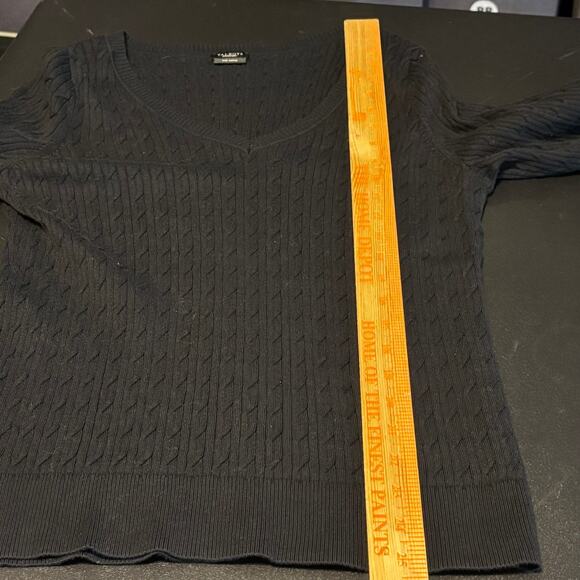 Talbots Collection Black Ribbed V Neck Sweater Pima Cotton NO SIZE TAG - Picture 5 of 5